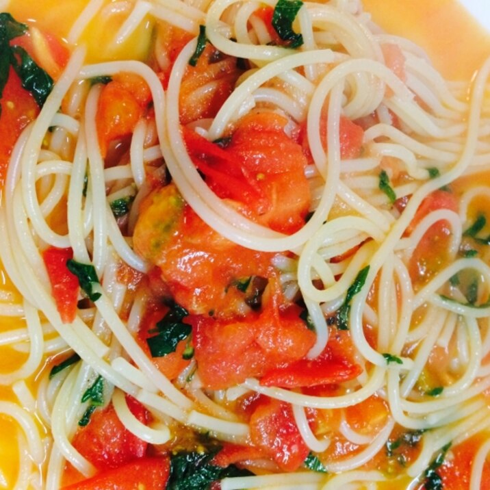 簡単☆フレッシュトマトと大葉のスパゲティ